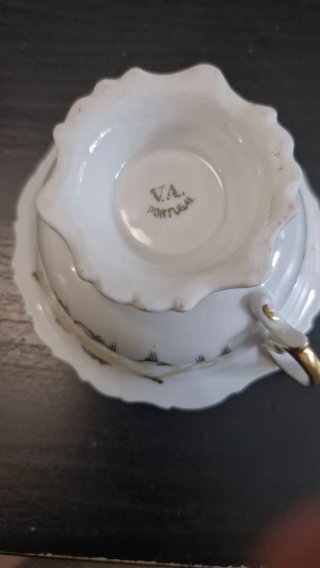 Vista Alegre Taza Porcelana Azul Dourada