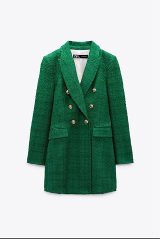 Blazer Zara verde largo estructurado