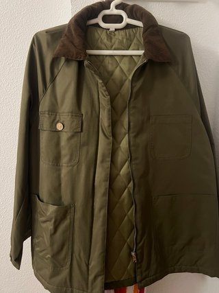 Abrigo imitación Barbour verde militar acolchado