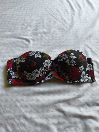 Tezenis Top bandeau Sujetador Bikini floral negro