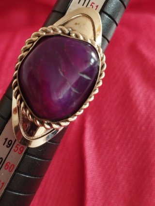 Anillo Alpaca Piedra Natural Morada Ajustable