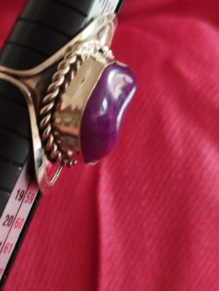 Anillo Alpaca Piedra Natural Morada Ajustable