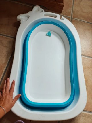 Bañera Plegable Bebé Azul y Blanca