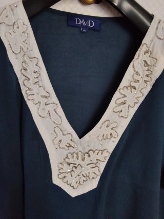 Blusa donna DAVID cotone blu taglia 50