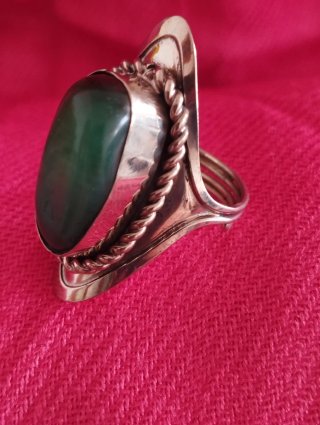 Anillo Alpaca Ajustable Piedra Natural Verde