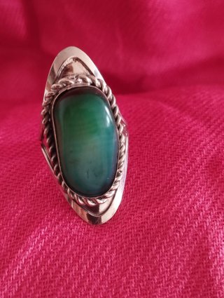 Anillo Alpaca Ajustable Piedra Natural Verde