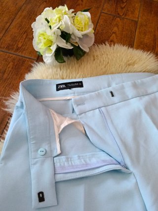 Pantalón Zara Azul Claro Pinzas