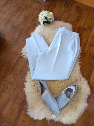 Pantalón Zara Azul Claro Pinzas