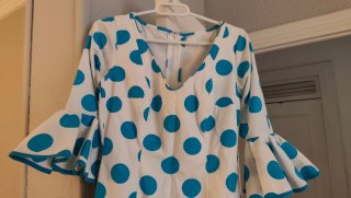 Traje Flamenca Lunares Azul y Blanco