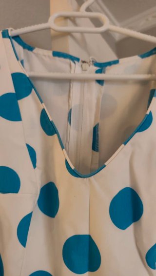 Traje Flamenca Lunares Azul y Blanco