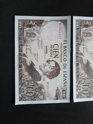 BILLETES DE 100 PESETAS DE 1965 TRIO CORRELATIVO