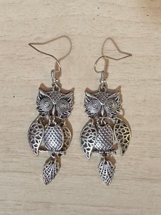 Pendientes de búho plateados
