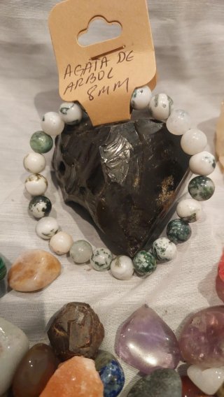 Pulsera Ágata de Árbol 8mm Piedra Natural