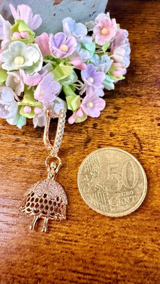 Pendientes Bailarina Chapados Oro Rosa Circonitas