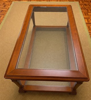 Conjunto 3 mesas centro madera y cristal