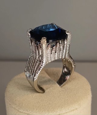 Anillo Gran Duque Acero Inox Zafiro Azul Resin