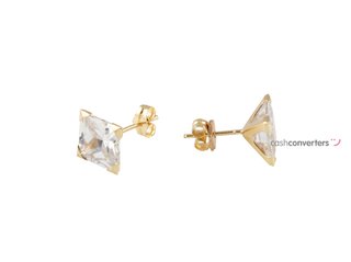 pendientes oro 18k con piedra con circonita