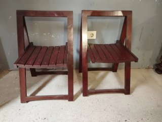 Pareja Sillas Plegables Madera Maciza