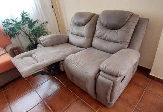Sofá Relax 2 Plazas Reclinable Gris