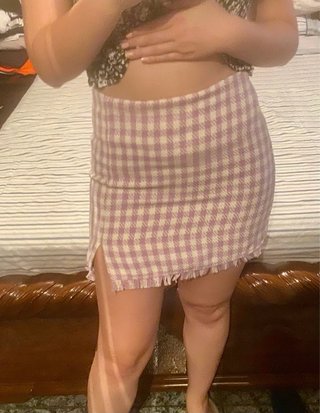 Falda cuadros Stradivarius lila