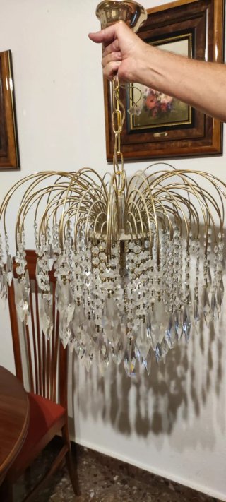 Lámpara colgante vintage cristal dorado