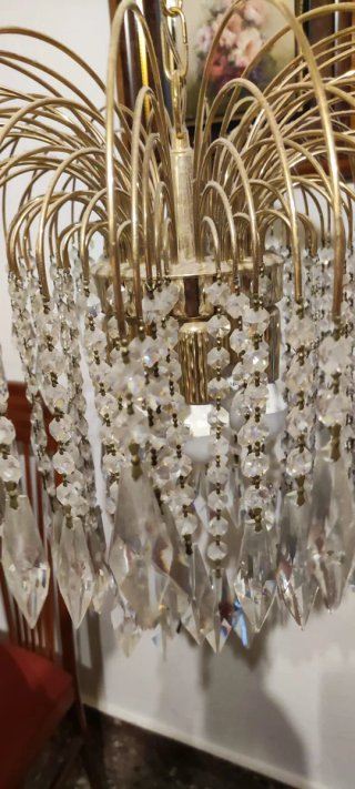 Lámpara colgante vintage cristal dorado