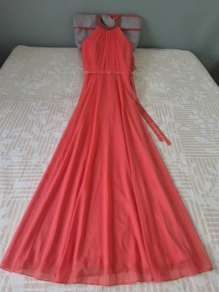 Vestido largo fiesta coral