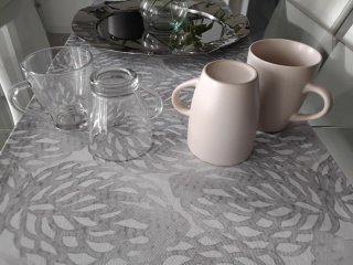 Set 4 Tazze Tè in Vetro e Ceramica