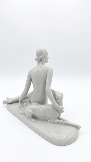 Figura Rosenthal Mujer y Galgo Porcelana