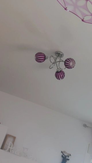 Lámpara de salón 3 focos morado y plata