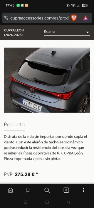 Alerón Cupra/Seat León mk4 Negro