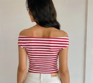 Top Y2K Rayas Off Shoulder Talla Única