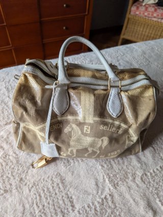 Fendi Villa Borghese Sillería Bolso Beige/Oro