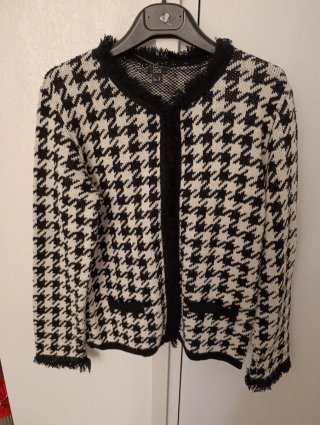 Cardigan OVS fantasia pied de poule nero/bianco