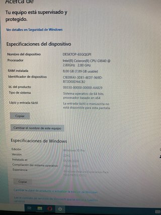 Ordenador de sobremesa intel celeron G1840 2.80GHz