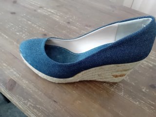 Cuñas esparto denim azul