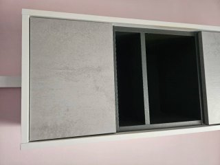 Mueble TV gris y blanco