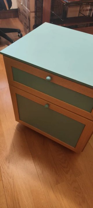Cajonera Mesita Madera y Azul
