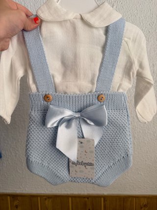 Conjunto bebé camisa y bombacho azul 3 meses