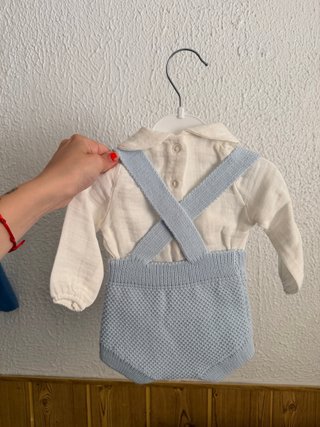 Conjunto bebé camisa y bombacho azul 3 meses
