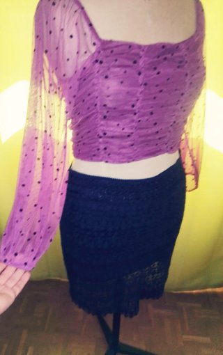 Top elastico Morado mangas/Abullonadas Bershka T.