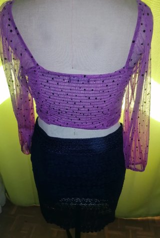 Top elastico Morado mangas/Abullonadas Bershka T.