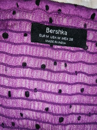 Top elastico Morado mangas/Abullonadas Bershka T.