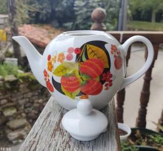 Tetera de porcelana ucraniana con diseño floral