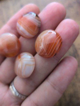 4 Cabujones Ágata Naranja 16mm