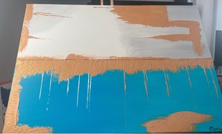 Quadro Corlas Acrílico Azul Dourado Branco