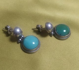 Pendientes Plata Vintage Turquesa Bicolor