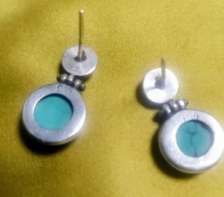 Pendientes Plata Vintage Turquesa Bicolor