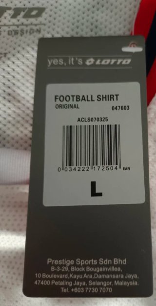 Camiseta Oficial Sabah FC Malasia Lotto Blanca