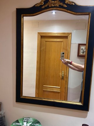 Espejo Decorativo Grande Negro y Dorado